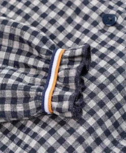 BLOUSE ML CARREAUX INDIGO CHALOUSE