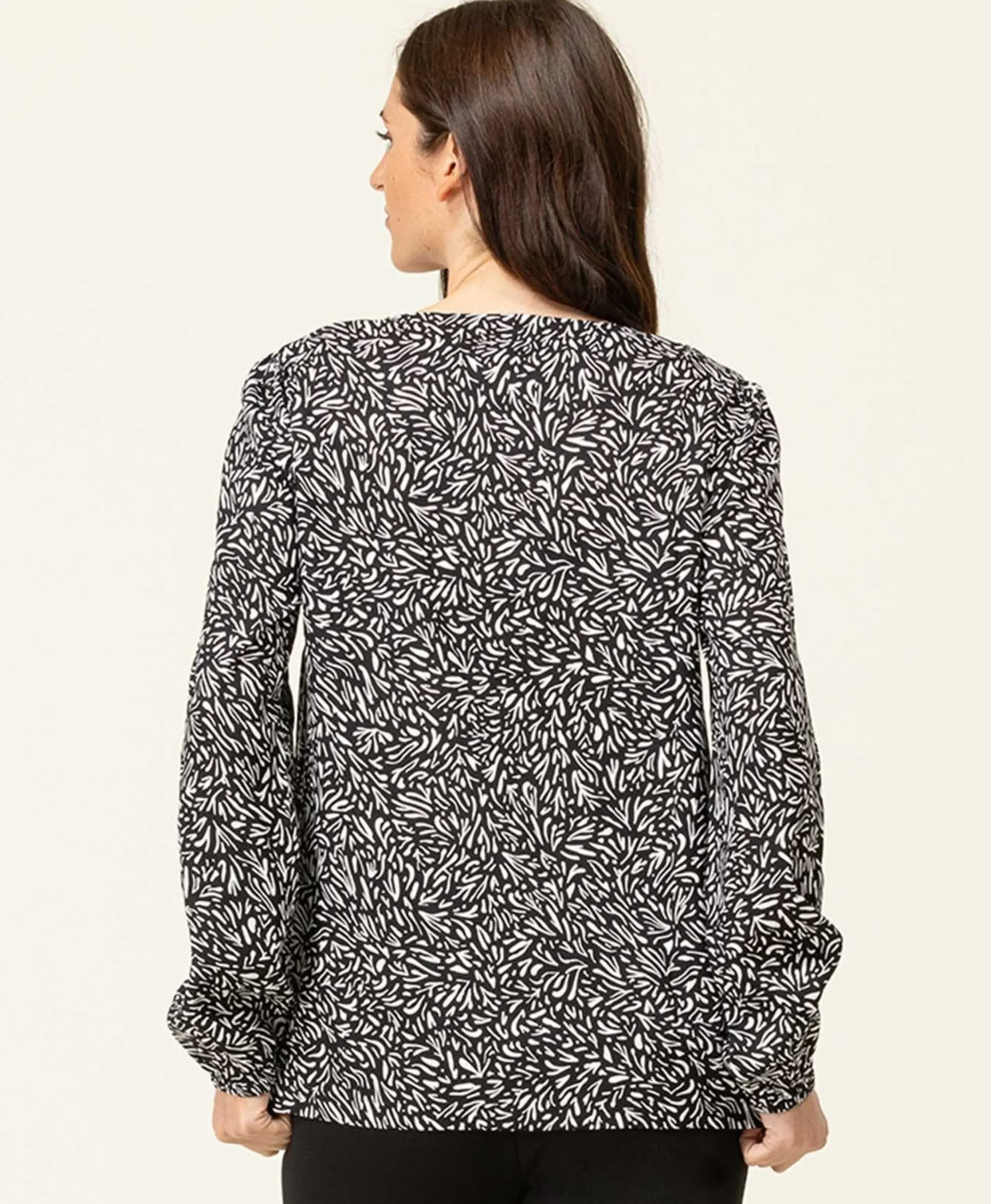 BLOUSE ML IMPRIME NOIR CAROX