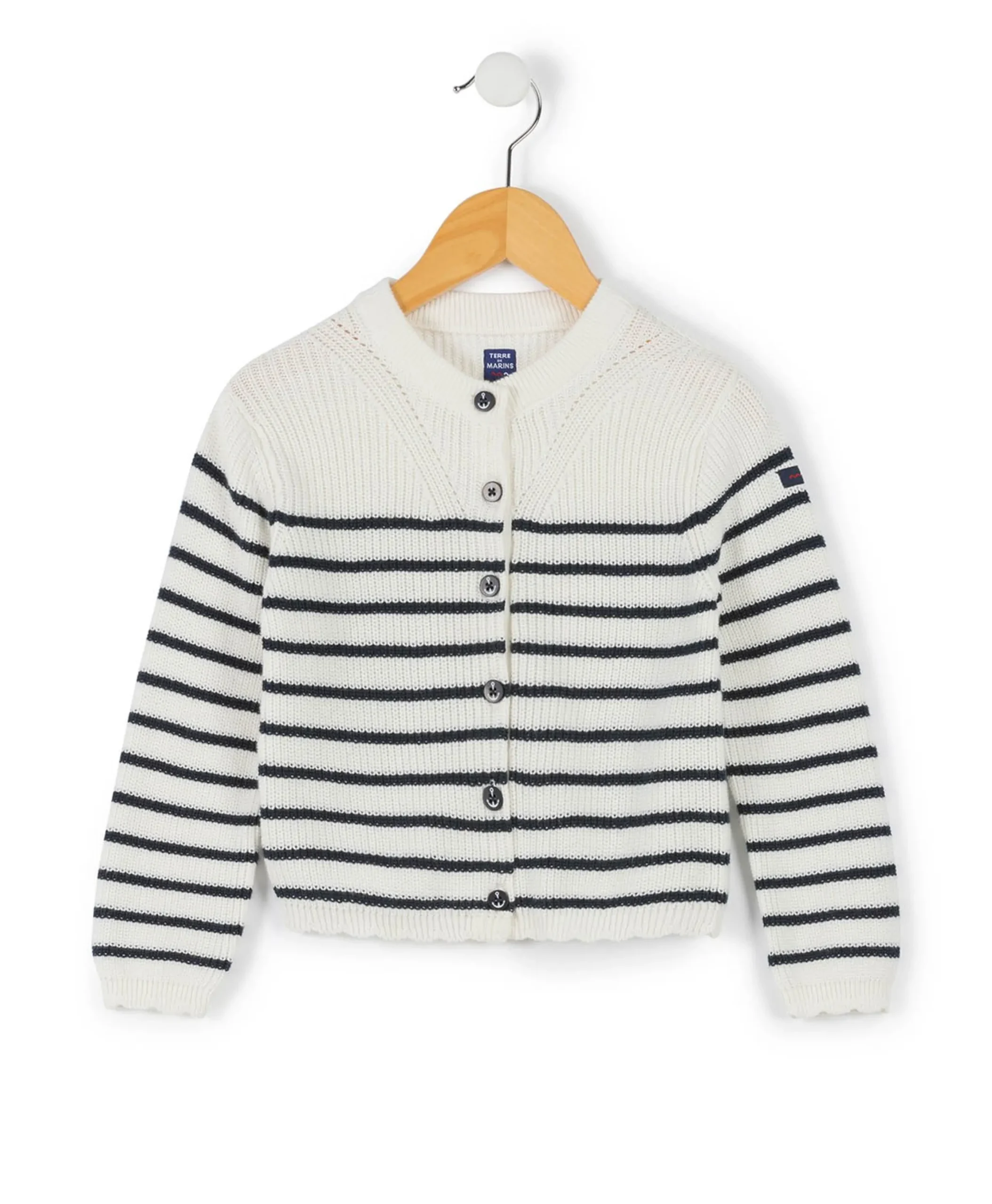 CARDIGAN TRICOT FOND NATUREL RAYE INDIGO ISEO