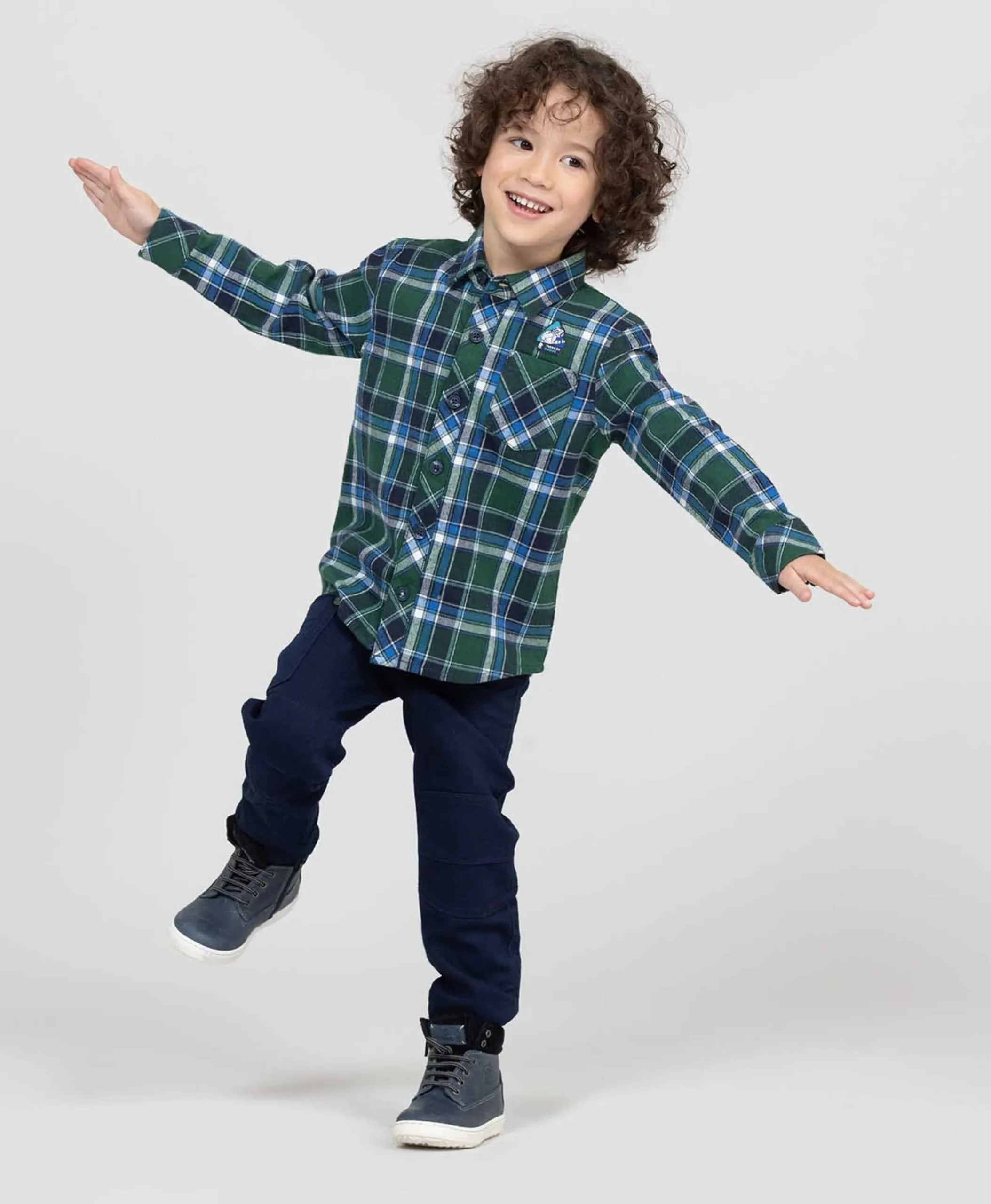 CHEMISE CHEMISIER ML CARREAUX VERT BOMICA