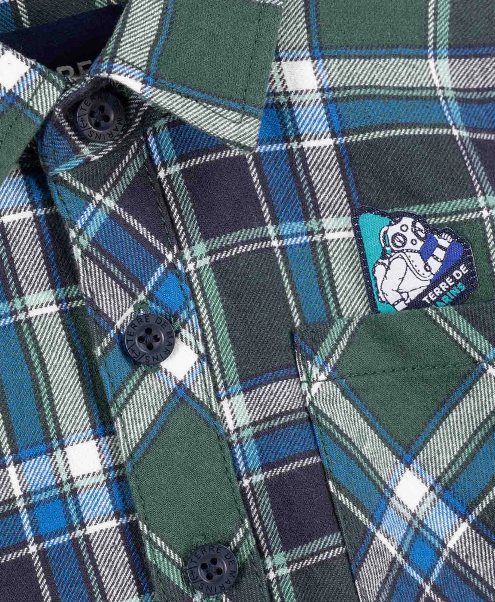 CHEMISE CHEMISIER ML CARREAUX VERT BOMICA