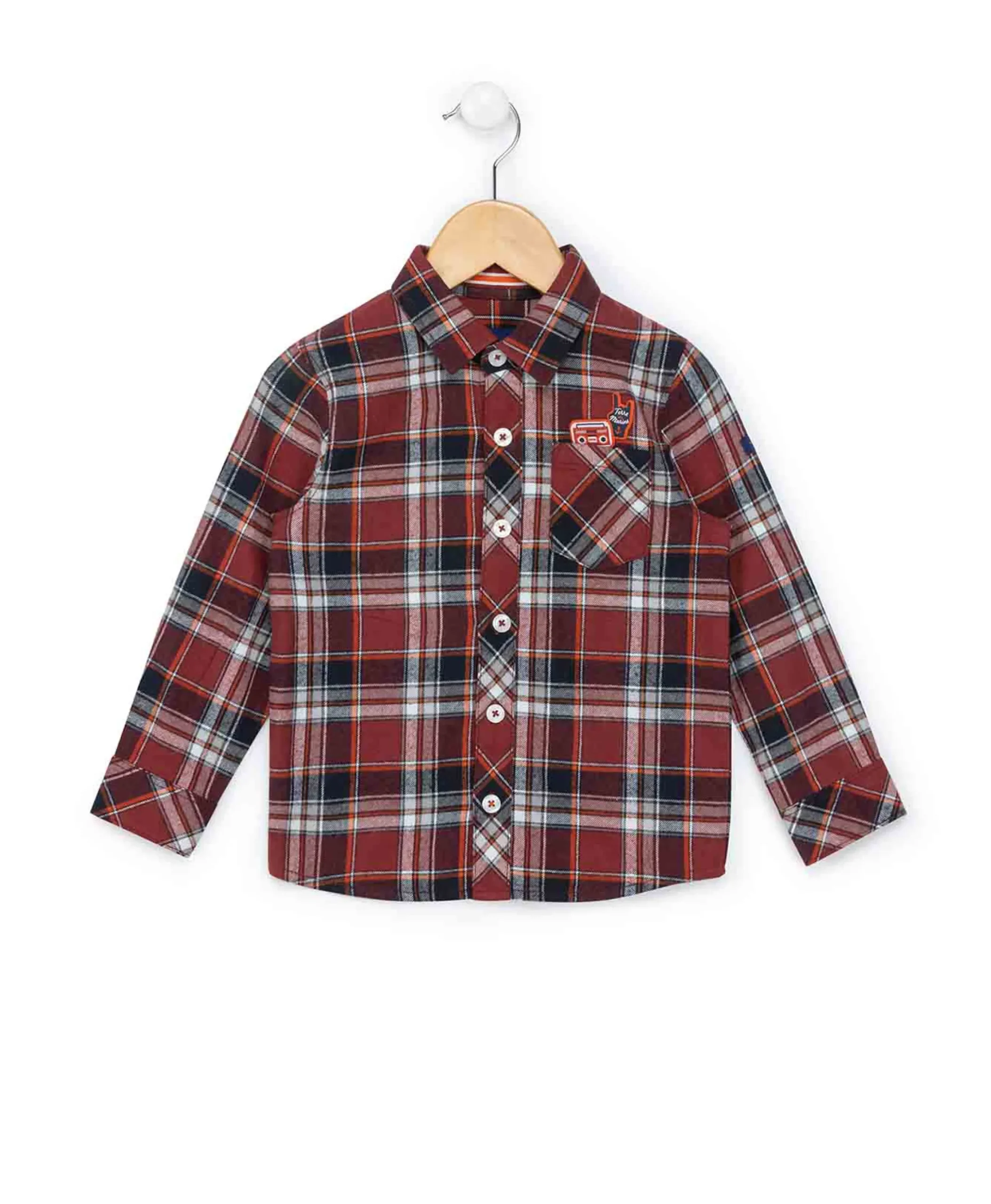 CHEMISE CHEMISIER ML CARREAUX GRENAT BOMICA