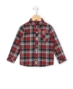 CHEMISE CHEMISIER ML CARREAUX GRENAT BOMICA