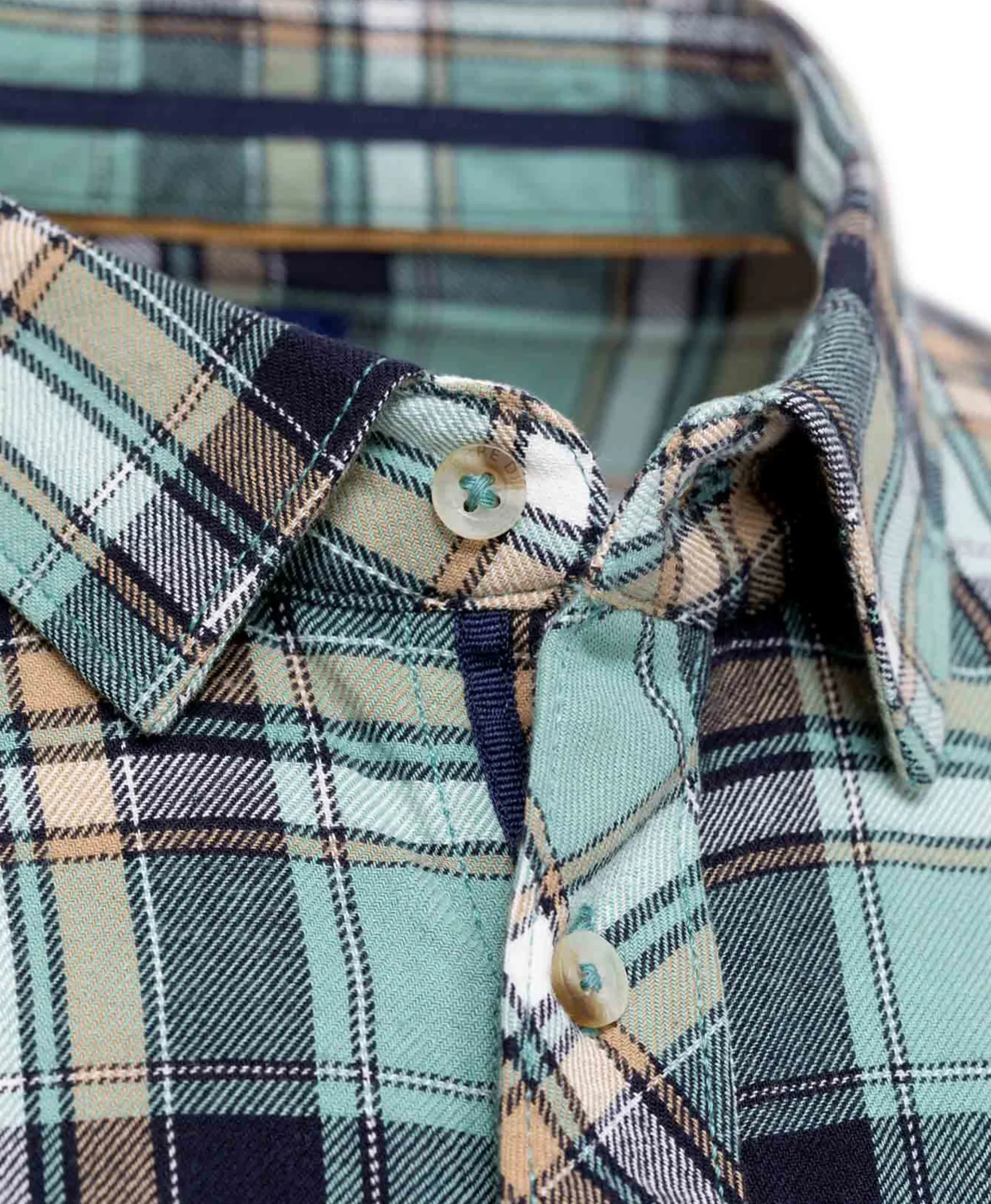 CHEMISE CHEMISIER ML CARREAUX VERT LAGON FEDRA