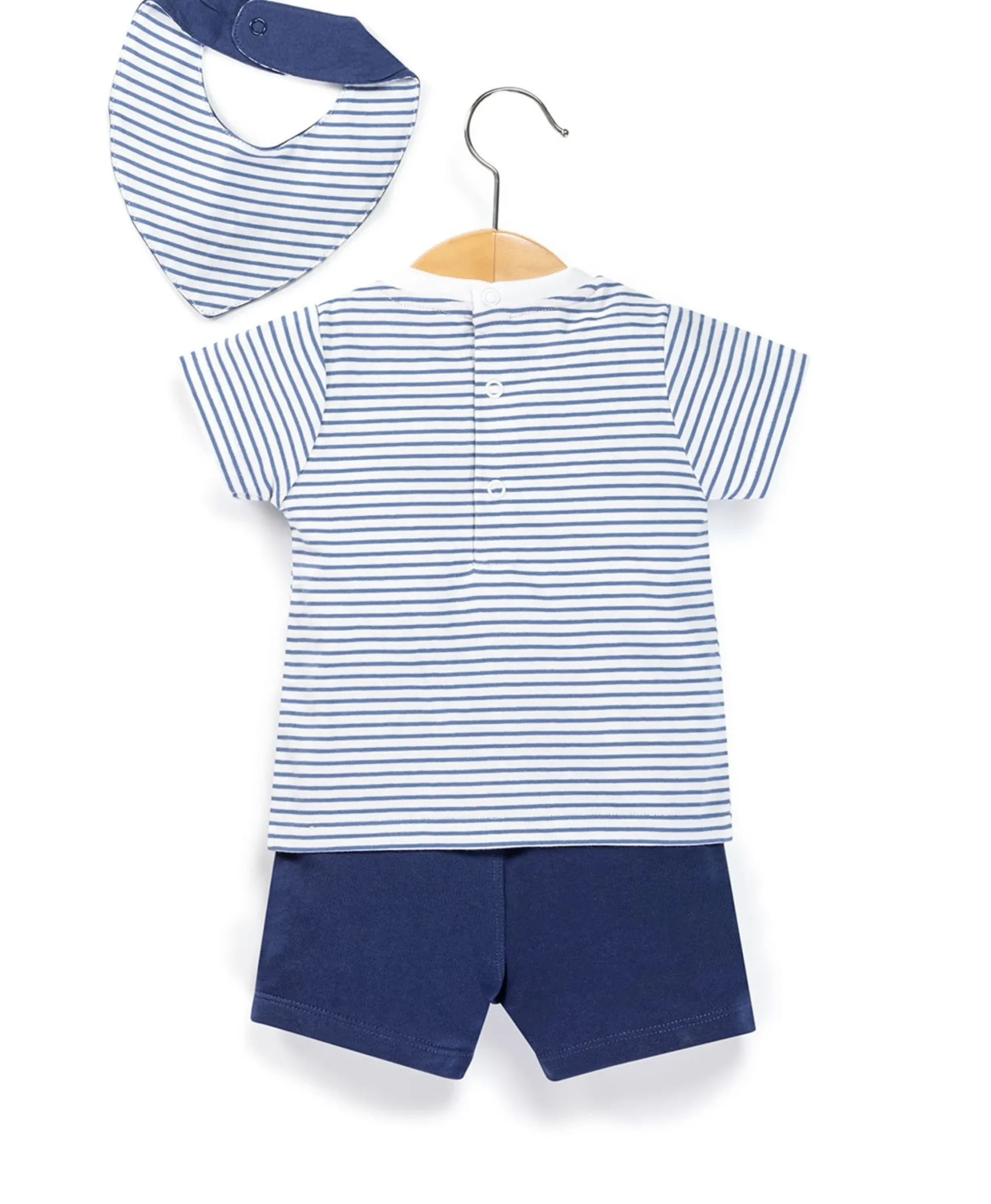 ENS SHORT + HAUT FOND BLANC RAYE BLEU RIKI