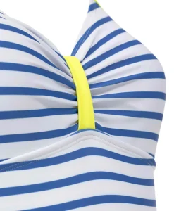 MAILLOT DE BAIN FOND BLANC RAYE BLEU YMAYA