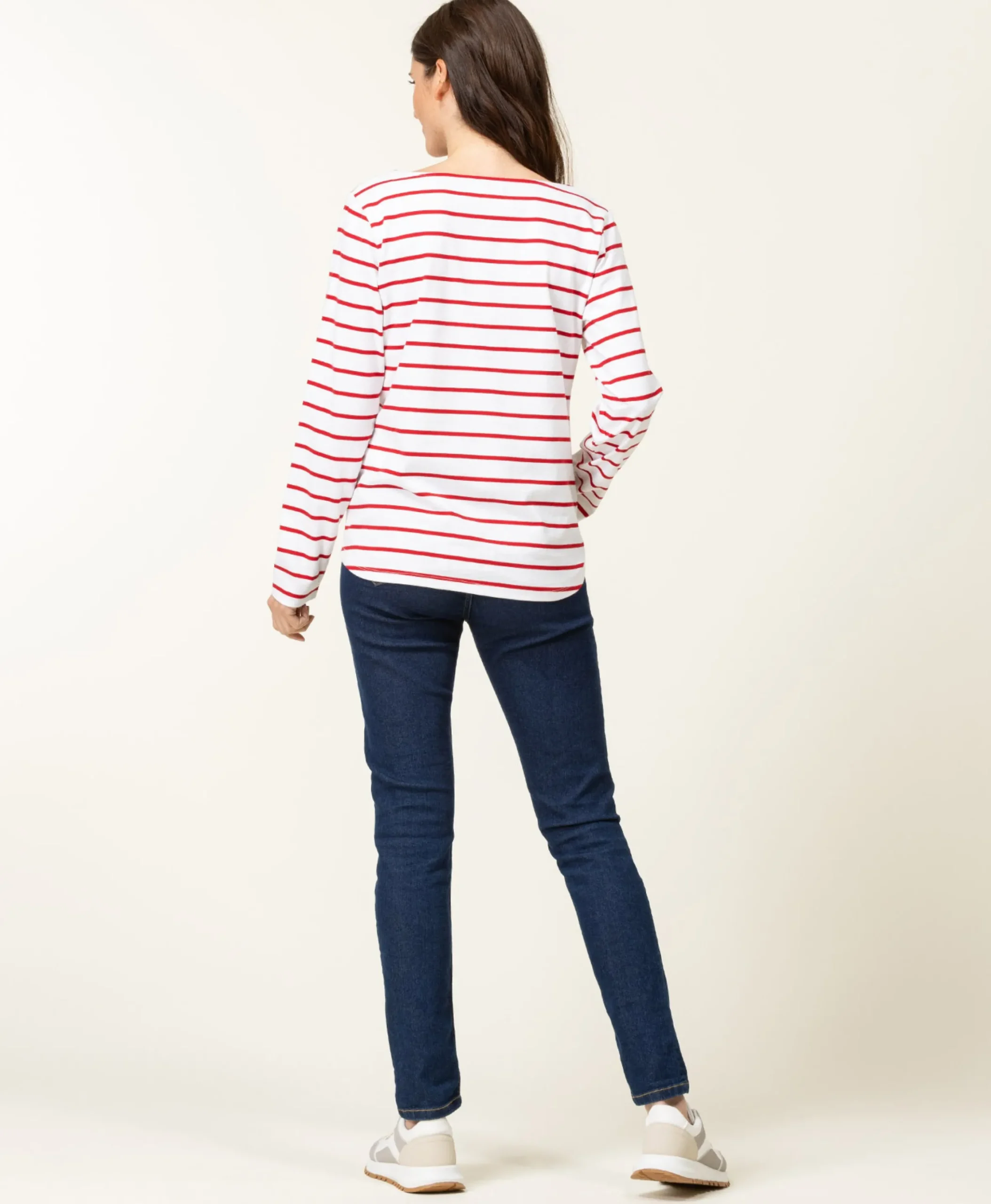 MARINIERE ML FOND BLANC RAYE ROUGE PACAGE