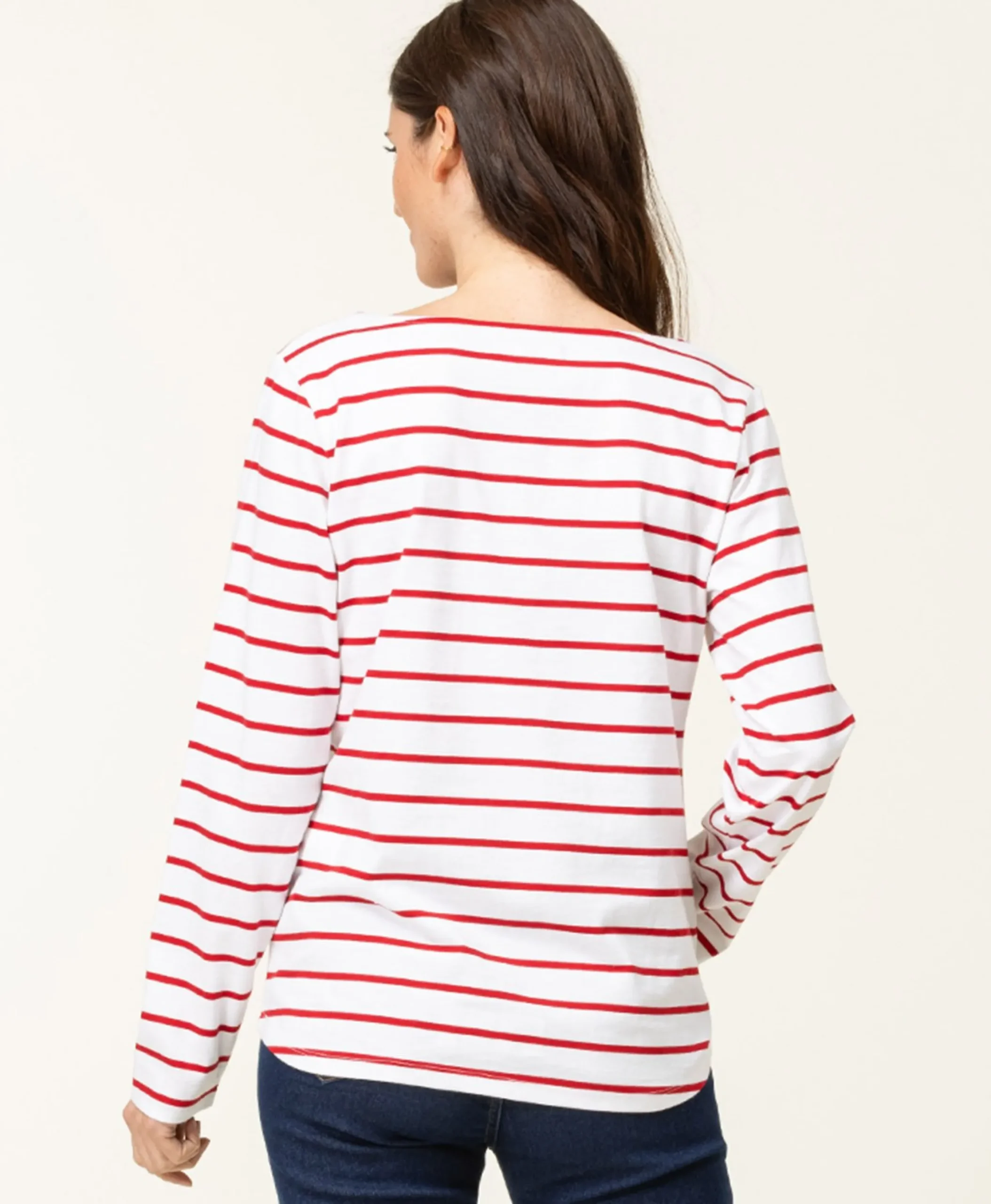 MARINIERE ML FOND BLANC RAYE ROUGE PACAGE