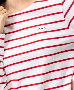 MARINIERE ML FOND BLANC RAYE ROUGE PACAGE
