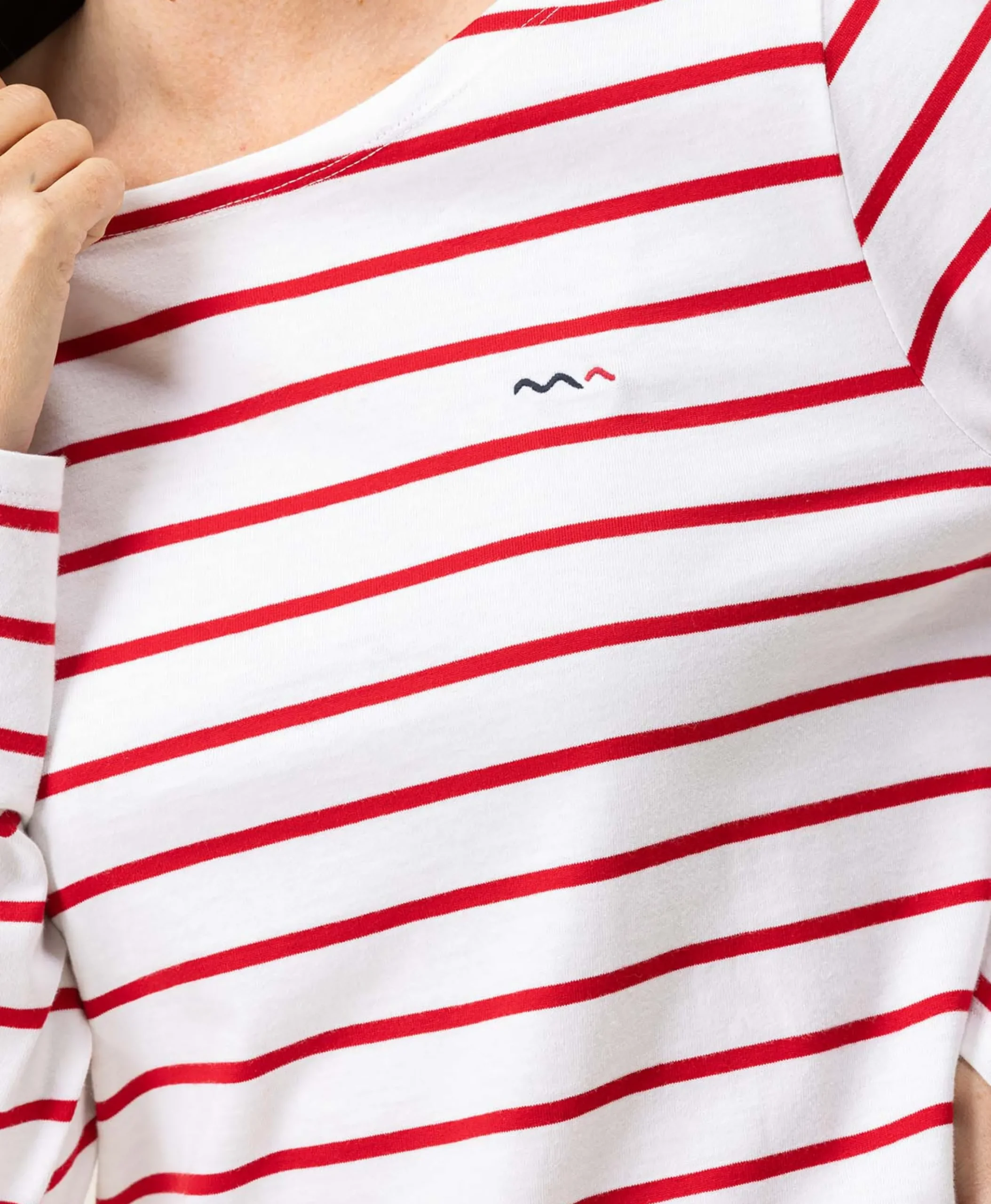 MARINIERE ML FOND BLANC RAYE ROUGE PACAGE
