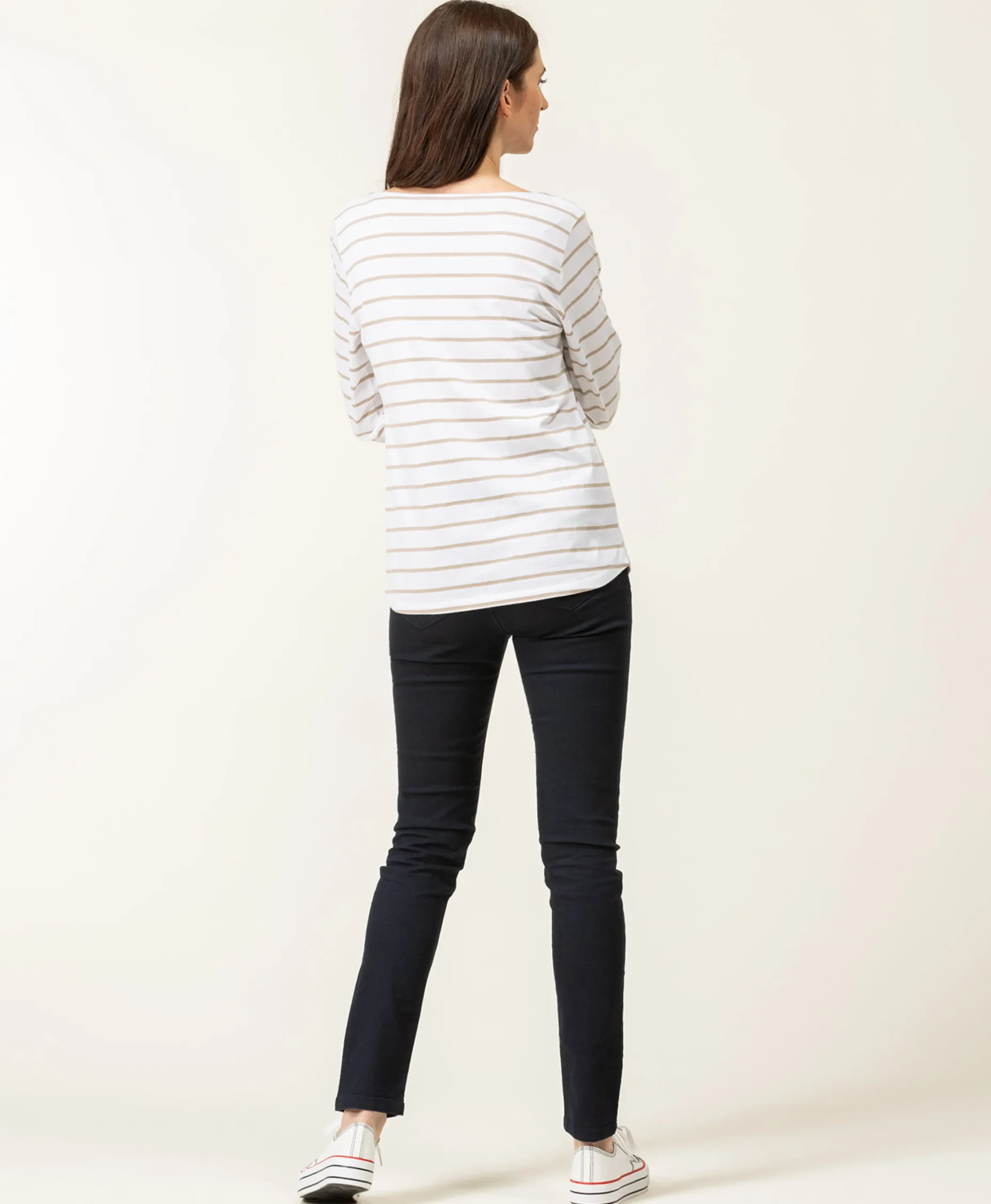 MARINIERE ML FOND BLANC RAYE SABLE PACAGE