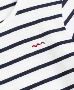 MARINIERE ML FOND BLANC RAYE INDIGO ECOFIL