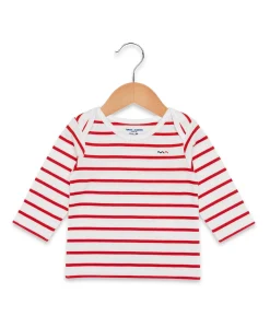 MARINIERE ML FOND BLANC RAYE ROSE ECOMIL