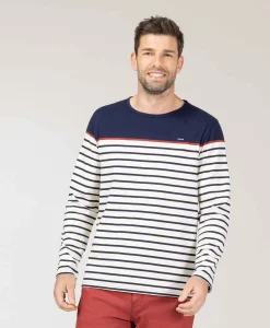 MARINIERE ML FOND GREGE RAYE INDIGO MARITAGE