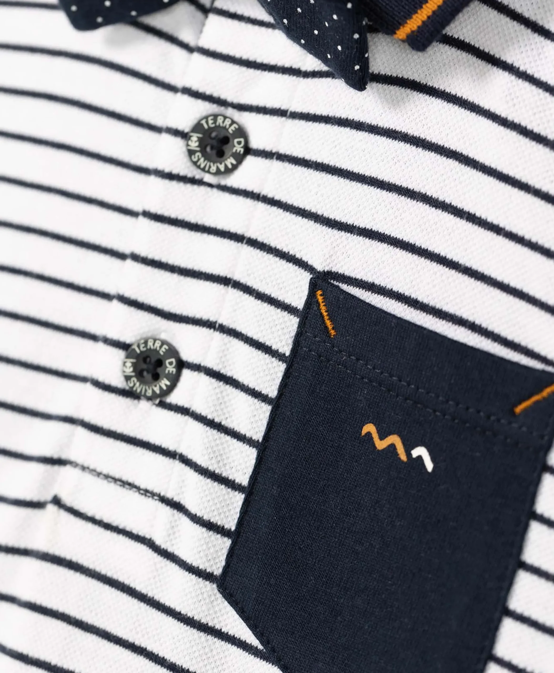 POLO MC FOND BLANC RAYE BLEU CARNO