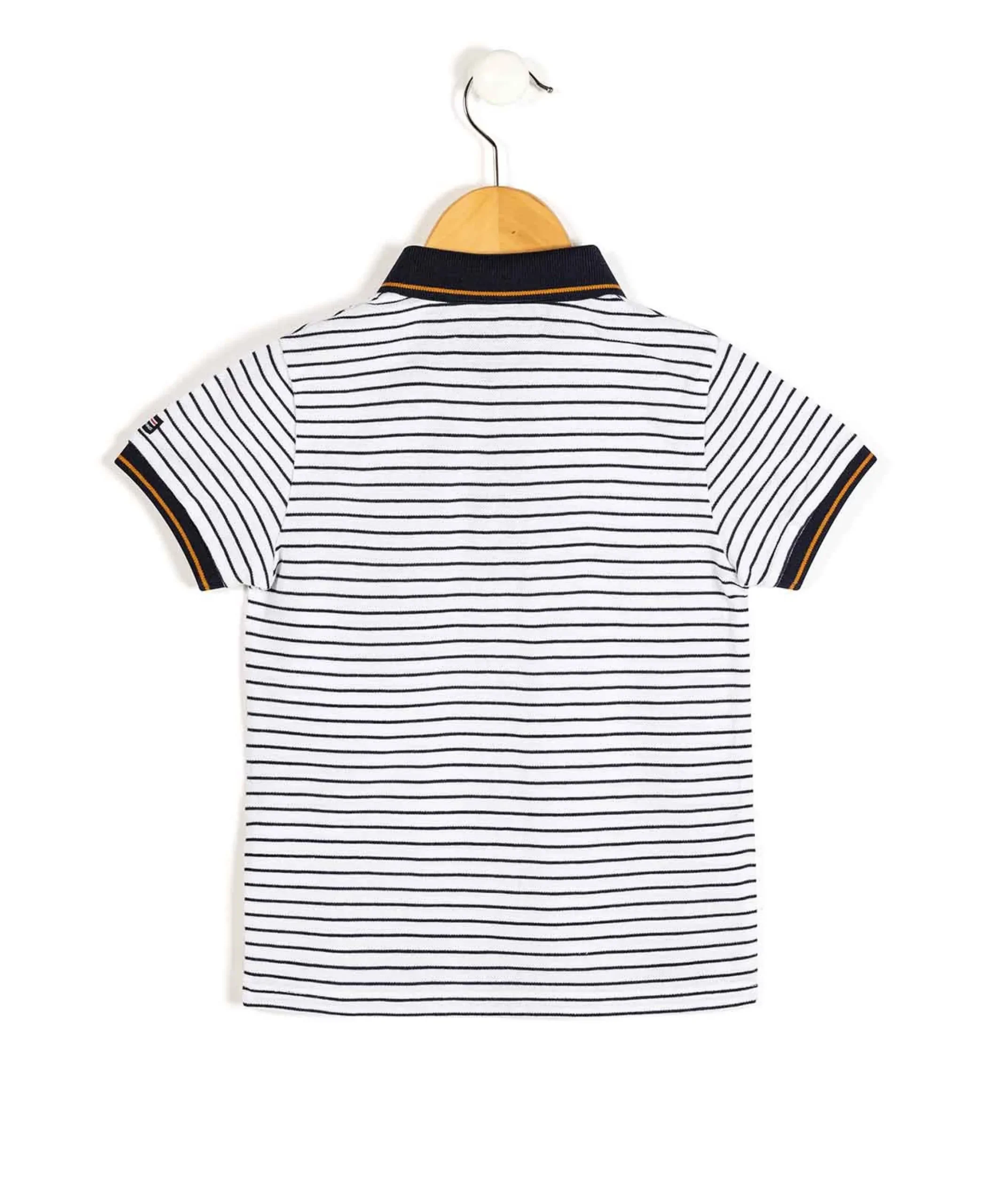 POLO MC FOND BLANC RAYE BLEU CARNO