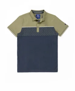 POLO MC INDIGO/VERT OLIVE CIMO