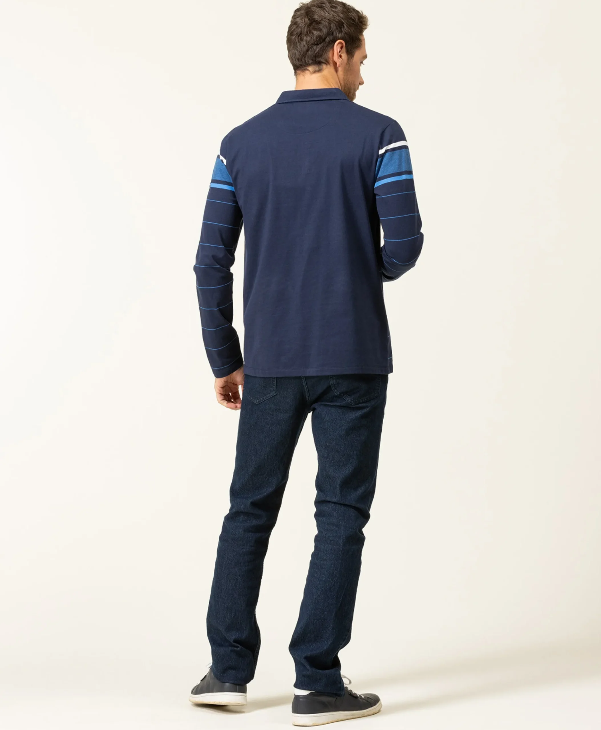 POLO ML FOND INDIGO RAYE CIEL OPLARI