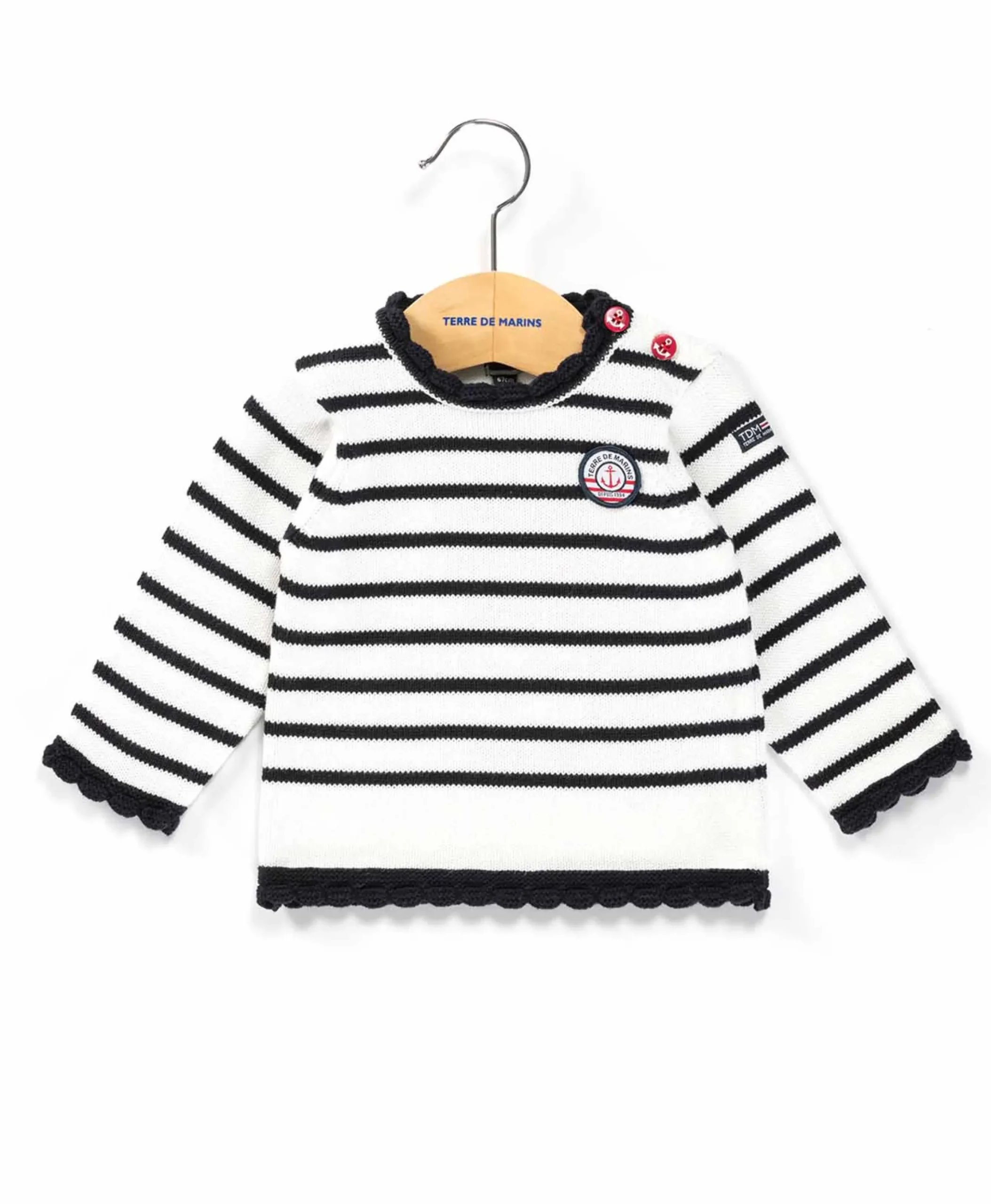 PULL FOND BLANC OPT RAYE MARINE OMALA