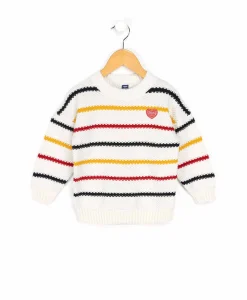 PULL FOND BLANC RAYE MULTICOLORE IXONA