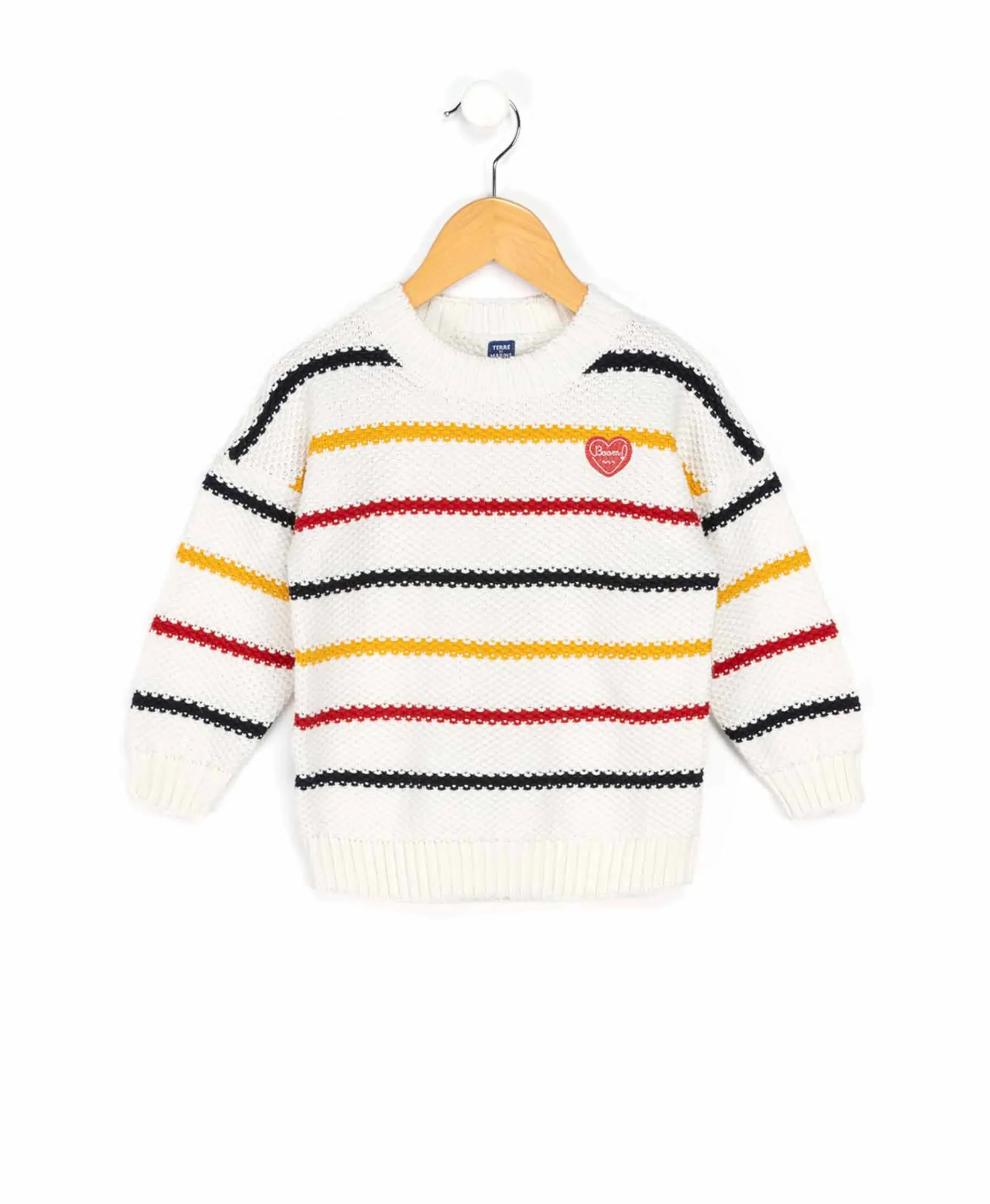 PULL FOND BLANC RAYE MULTICOLORE IXONA