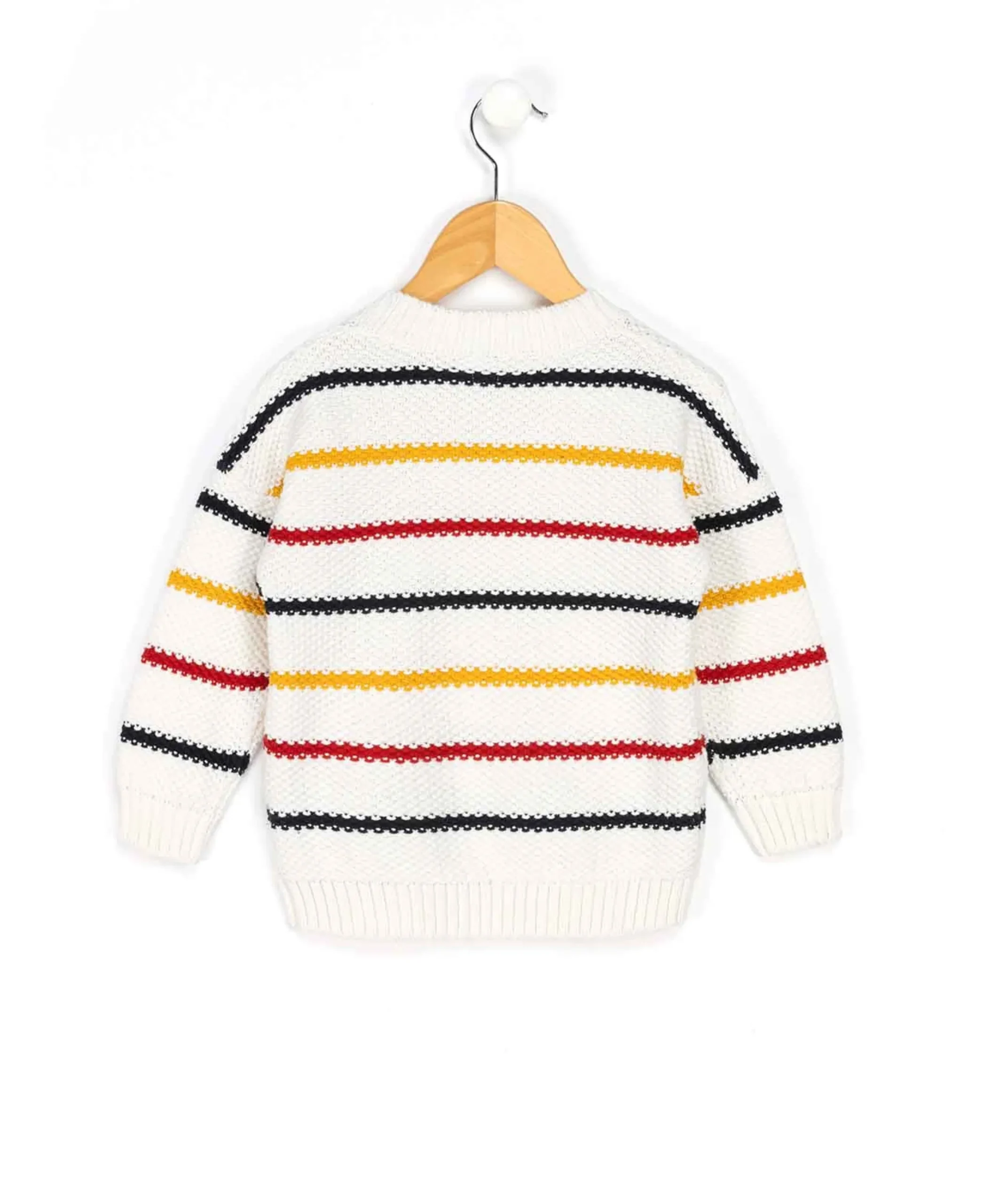 PULL FOND BLANC RAYE MULTICOLORE IXONA