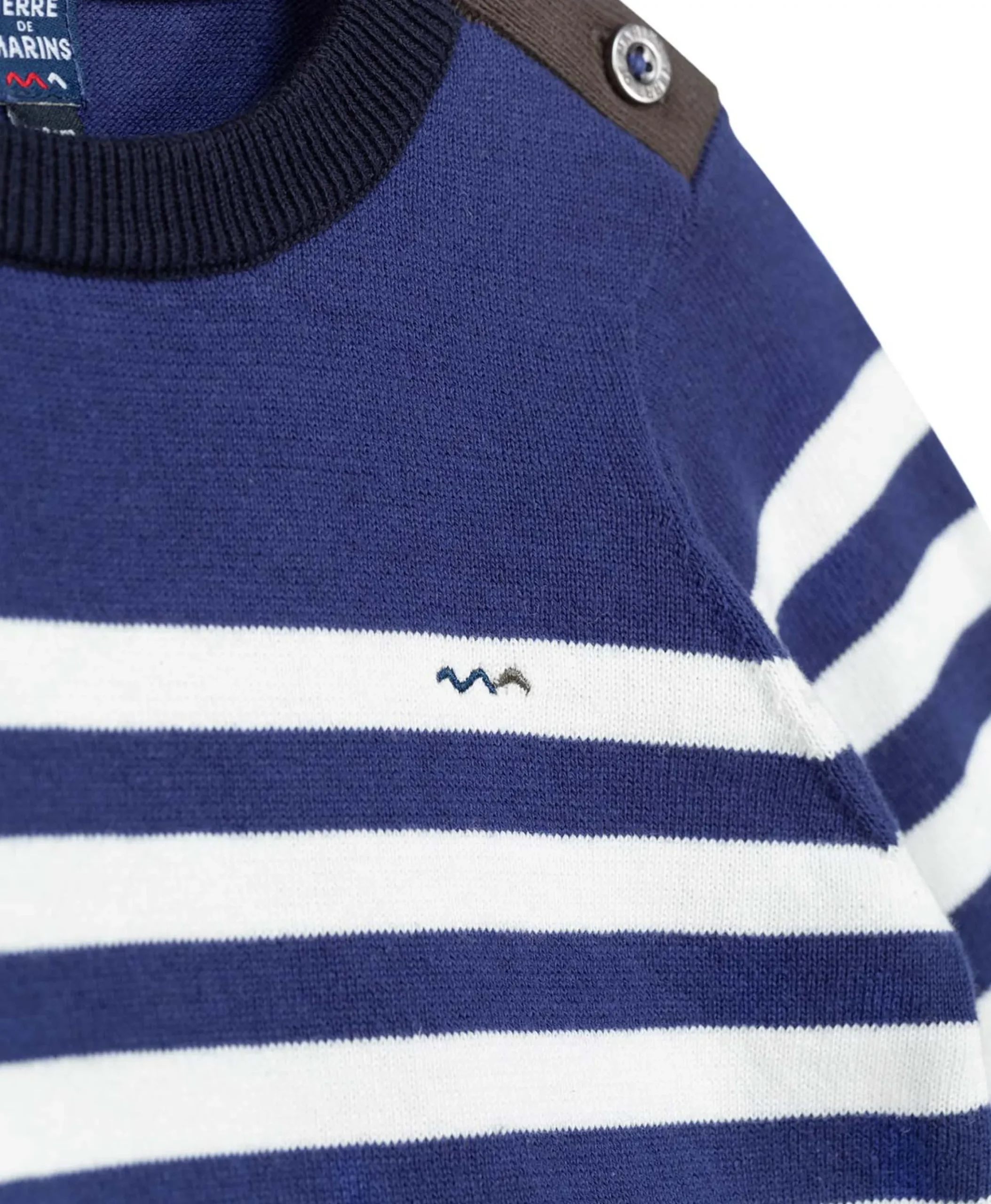 PULL FOND BLEU RAYE BLANC BIENY