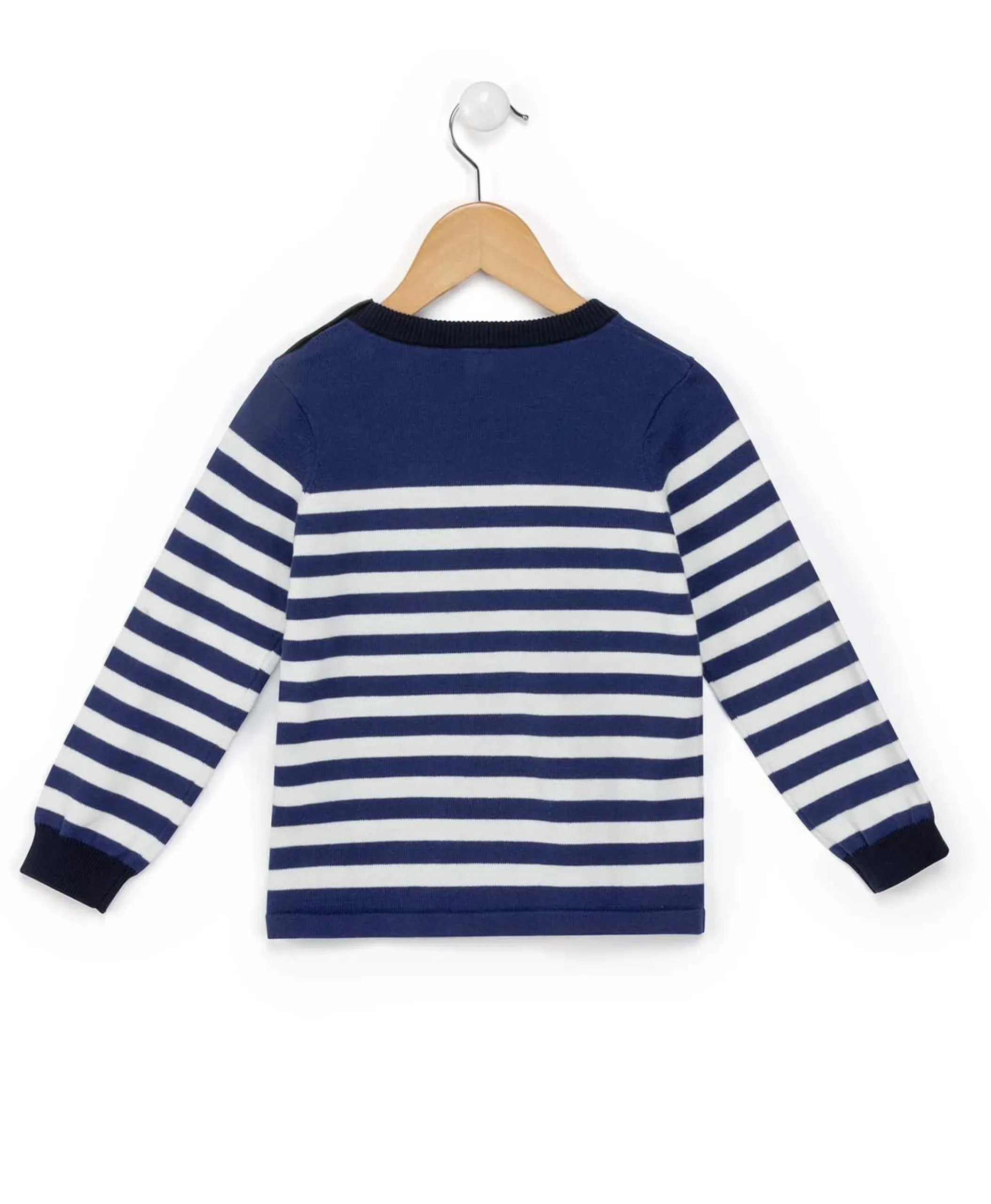 PULL FOND BLEU RAYE BLANC BIENY