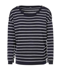 PULL FOND INDIGO RAYE BLANC DIABLON