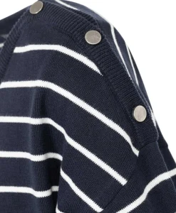 PULL FOND INDIGO RAYE BLANC DIABLON