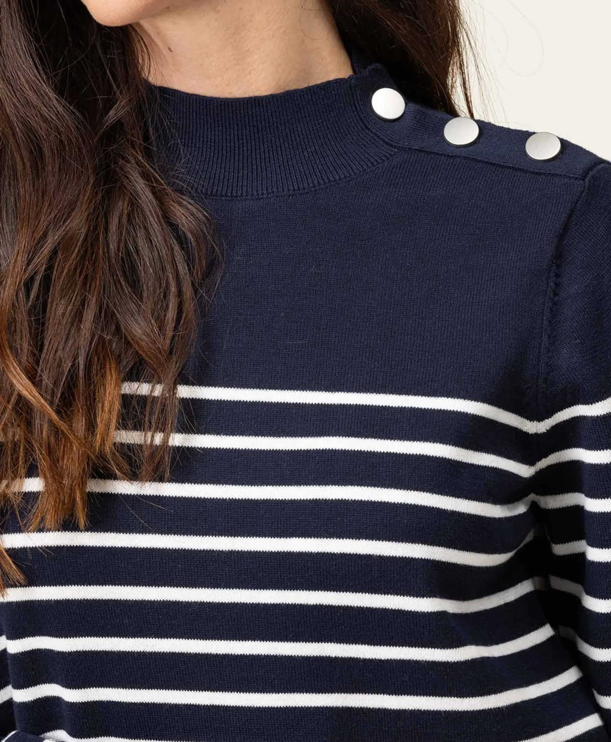 PULL FOND INDIGO RAYE BLANC PRICHA