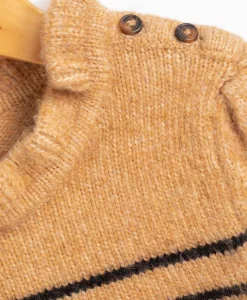 PULL FOND NOISETTE RAYE NOIR KARAMEL