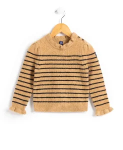 PULL FOND NOISETTE RAYE NOIR KARAMEL