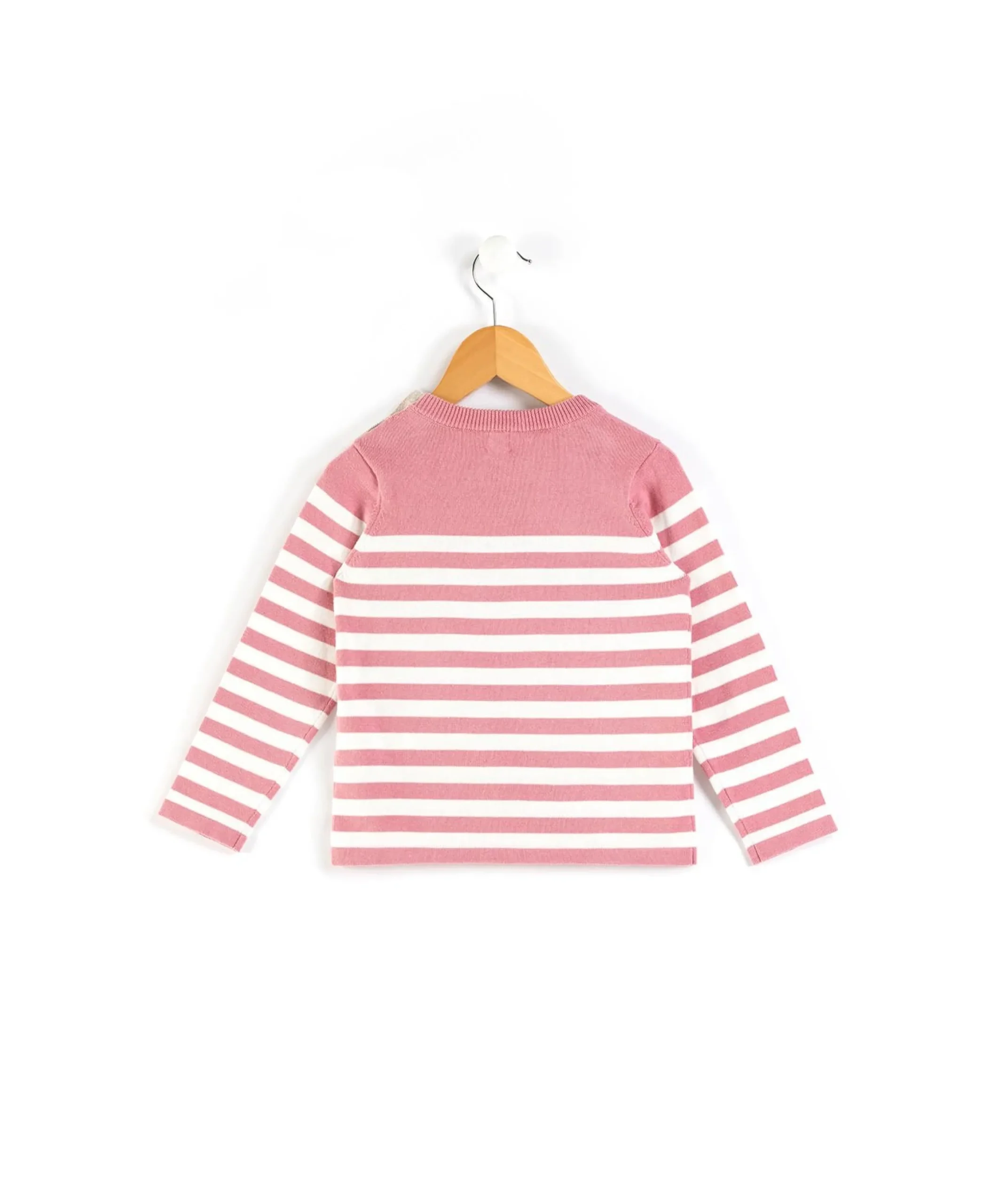 PULL FOND ROSE RAYE BLANC BOLABA