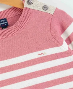 PULL FOND ROSE RAYE BLANC BOLABA