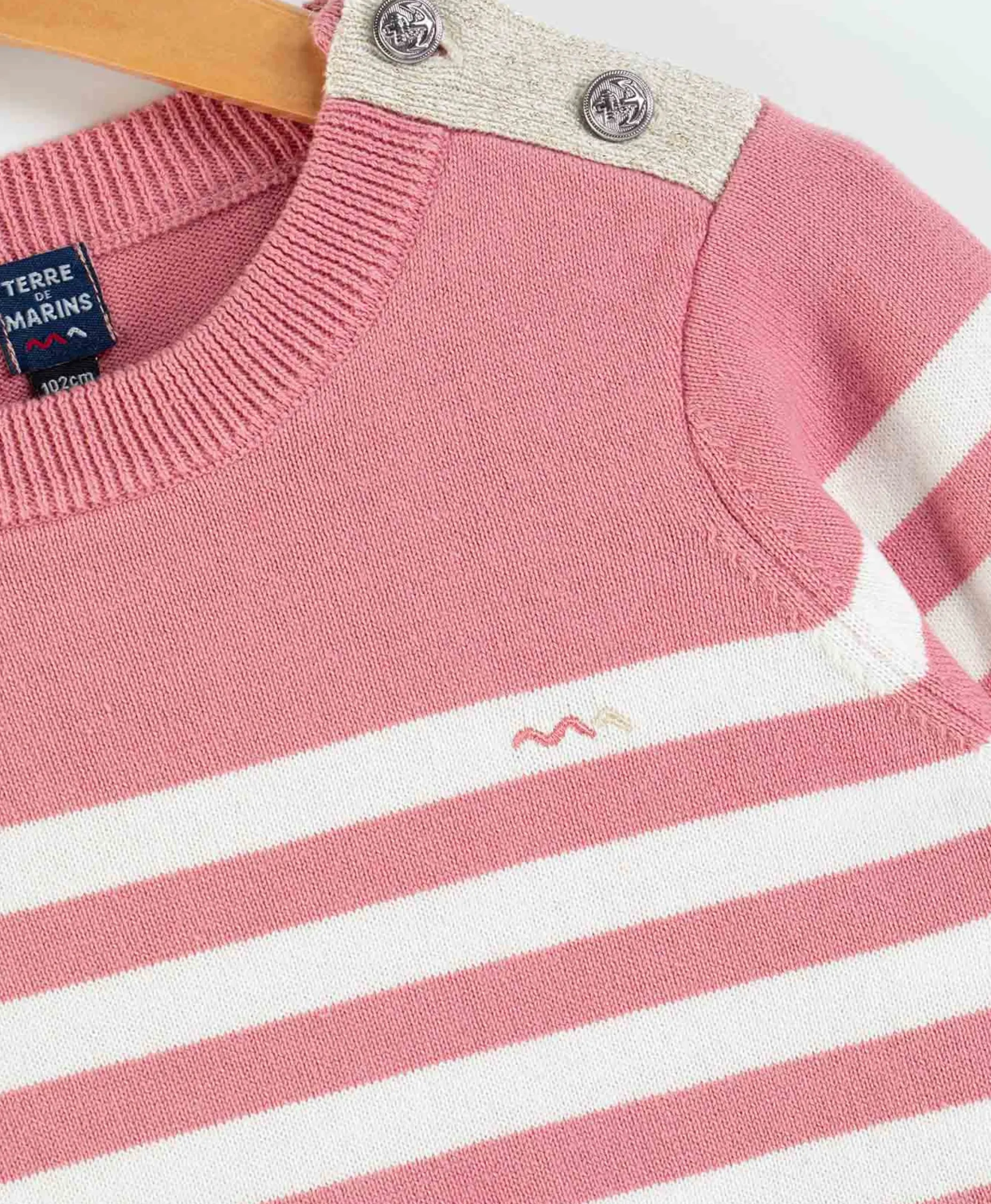 PULL FOND ROSE RAYE BLANC BOLABA