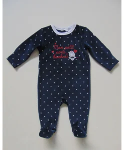 PYJAMA FOND MARINE IMP POIS BLANC PAZANE