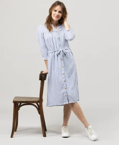 ROBE ML RAYE BLANC / BLEU PAMCONY