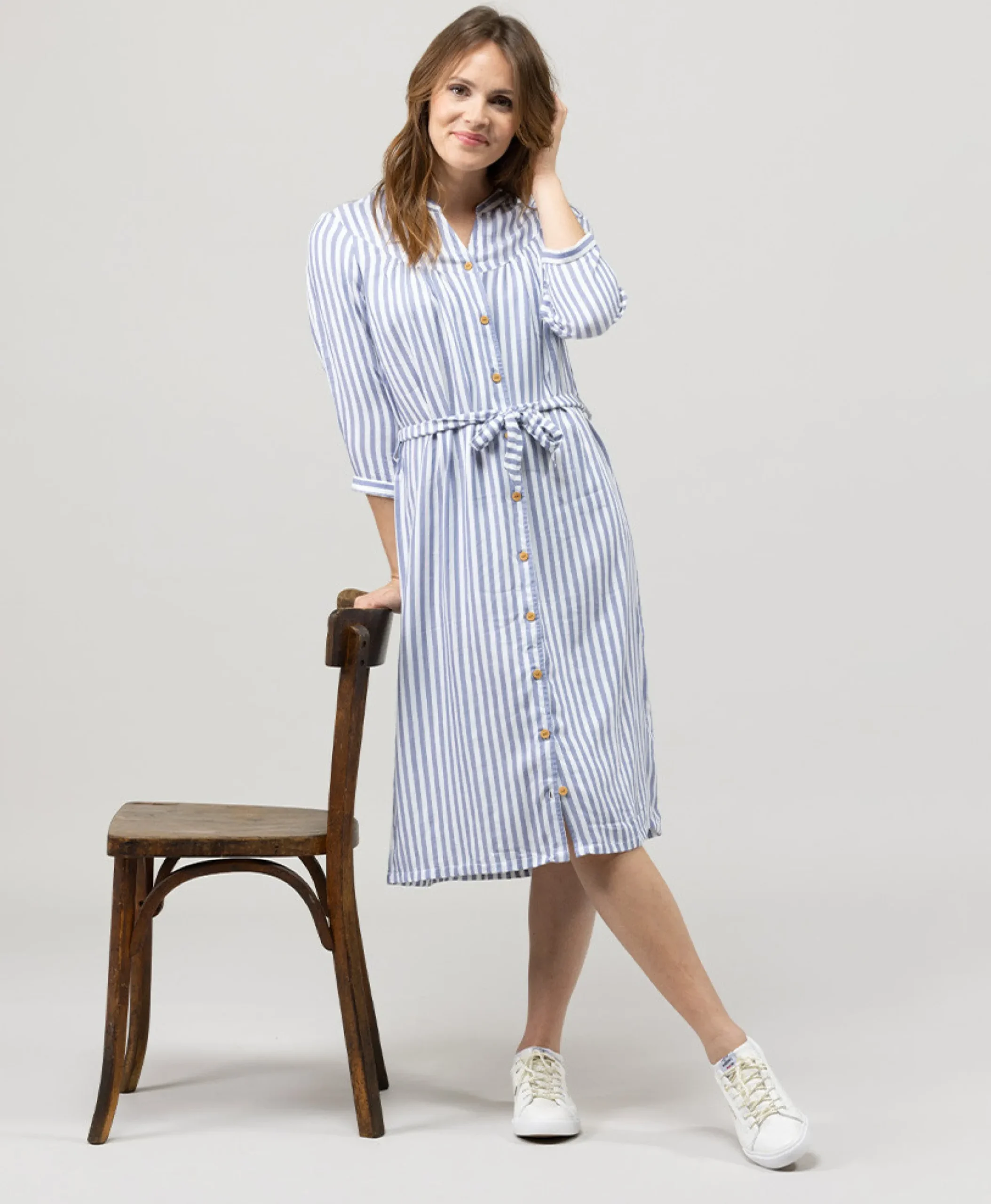 ROBE ML RAYE BLANC / BLEU PAMCONY