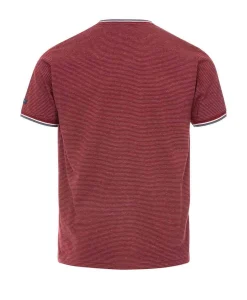 TEE SHIRT MC FOND GRENAT RAYE GRIS CHINE ASBRON