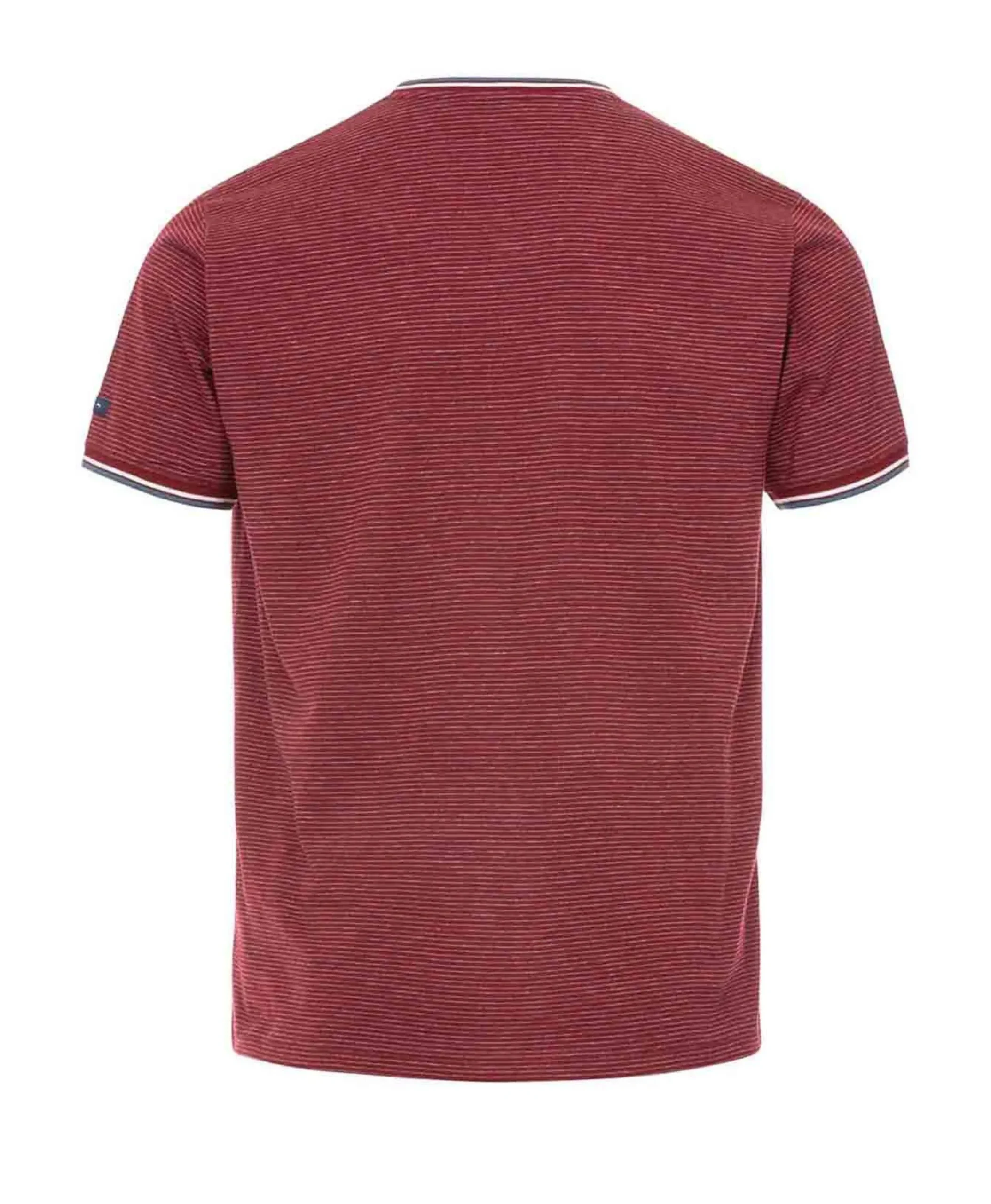 TEE SHIRT MC FOND GRENAT RAYE GRIS CHINE ASBRON
