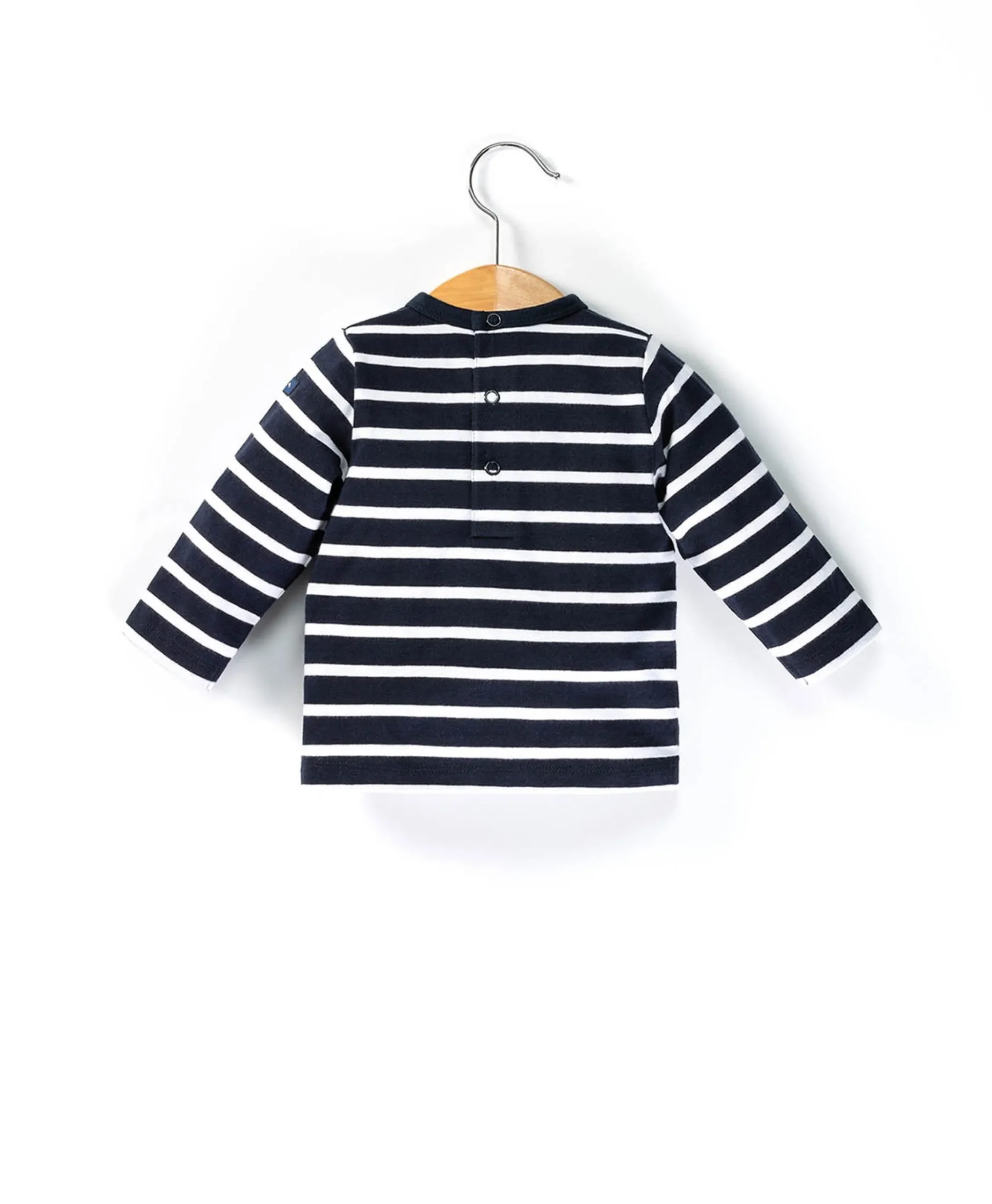 TEE SHIRT ML FOND MARINE RAYE BLANC OPT LONAS