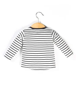 TEE SHIRT ML FOND NATUREL RAYE MARINE ESTELA