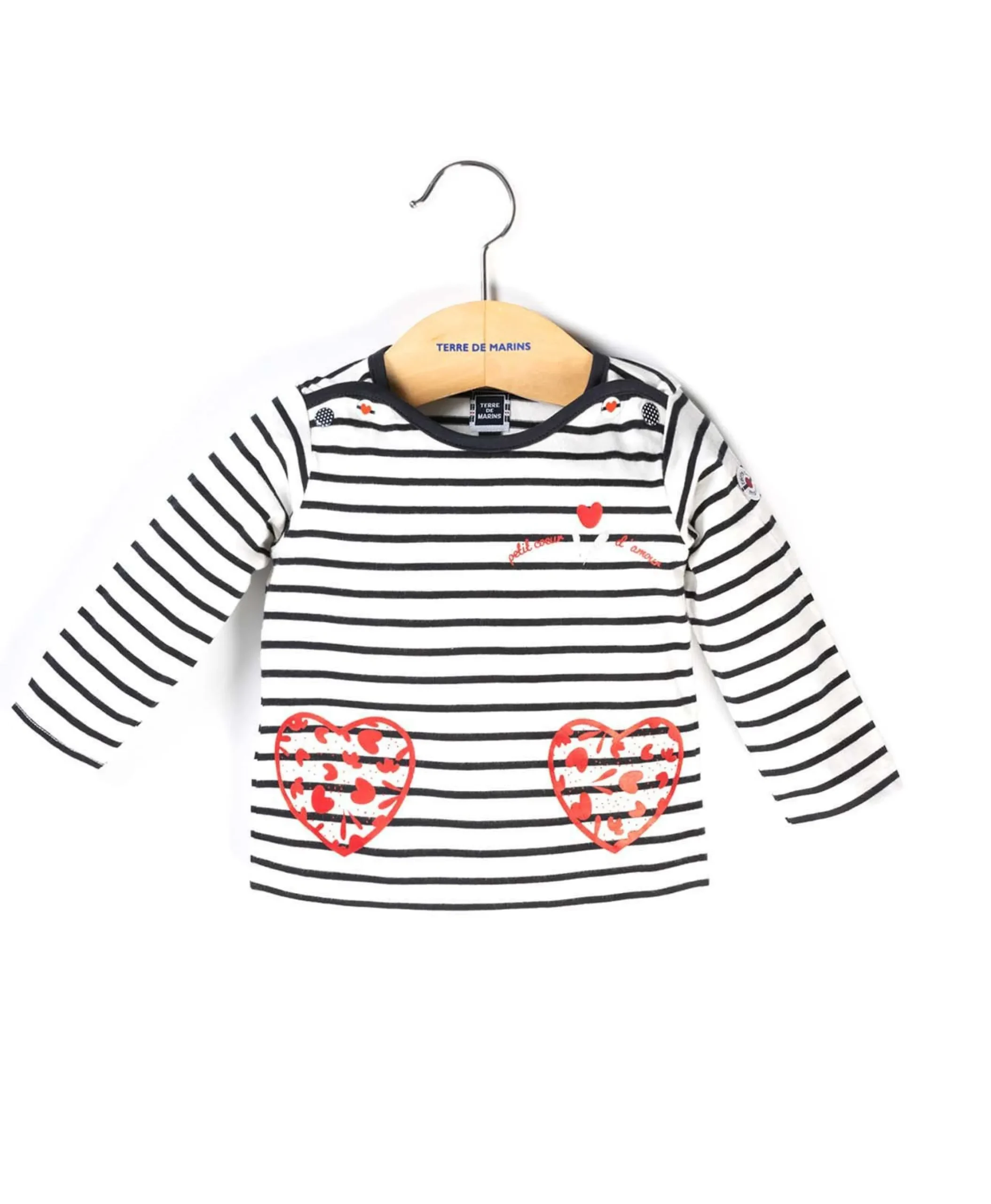TEE SHIRT ML FOND NATUREL RAYE MARINE ESTELA