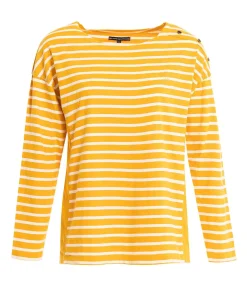 TEE SHIRT ML FOND NATUREL RAYE JAUNE ABOR