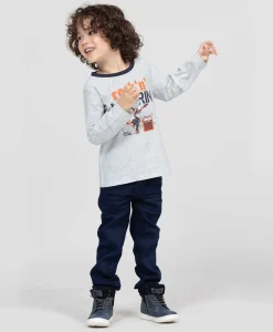 TEE SHIRT ML FOND NATUREL RAYE INDIGO CARIDOS
