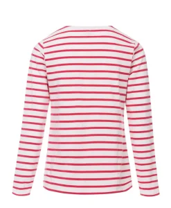 TEE SHIRT ML FOND NATUREL RAYE ROSE ACCOT