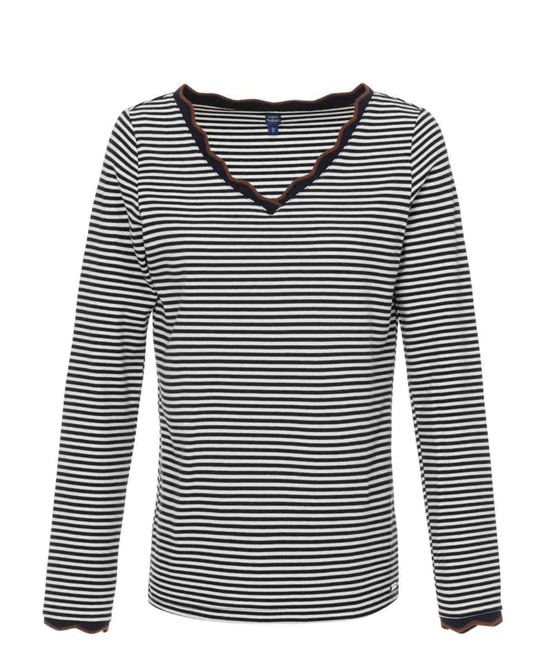 TEE SHIRT ML FOND NATUREL RAYE INDIGO RAIES