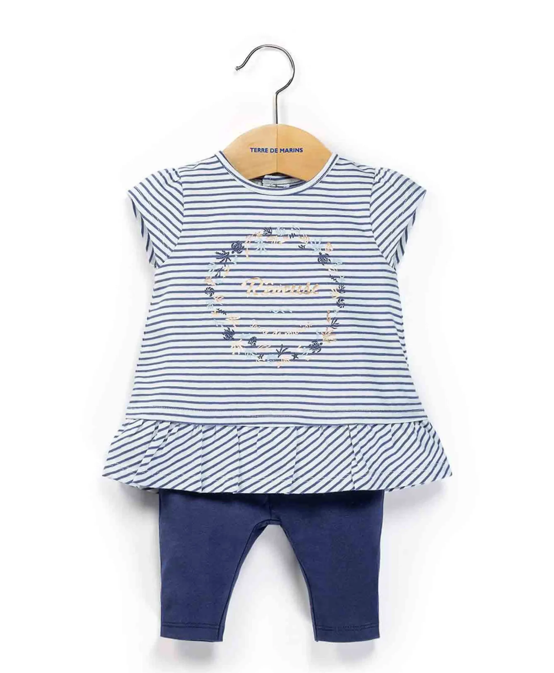 TUNIQUE + LEGGINGS FOND BLANC RAYE MARINE CHANCA