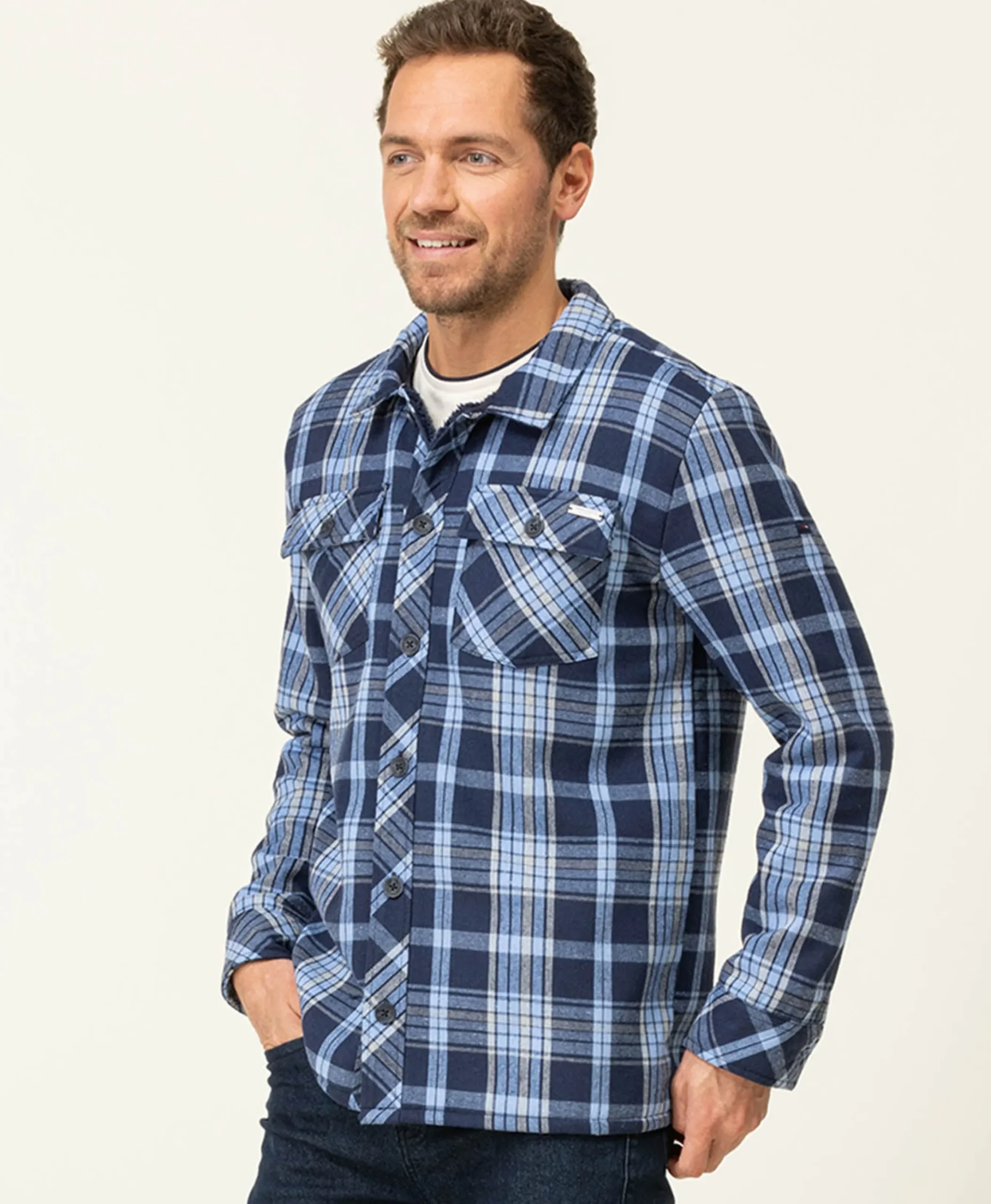 VESTE ML CARREAUX BLEU JARROT